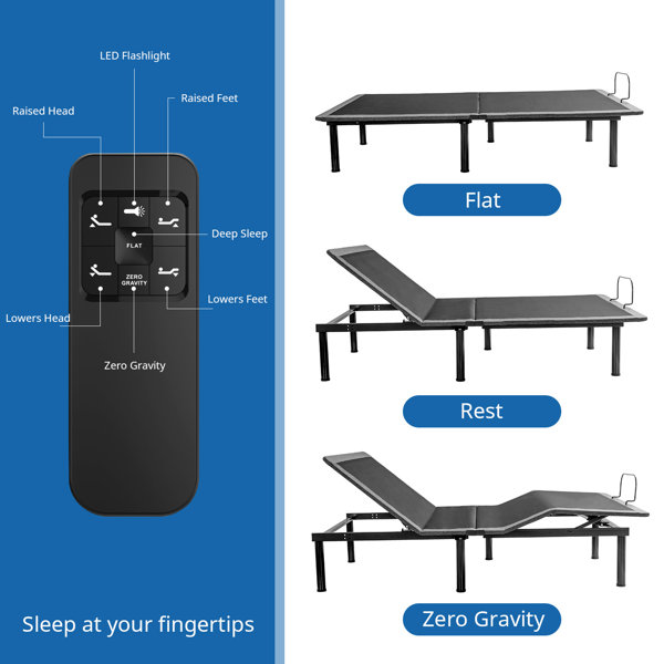 Alwyn Home Adler Zero Gravity Adjustable Bed with Wireless Remote